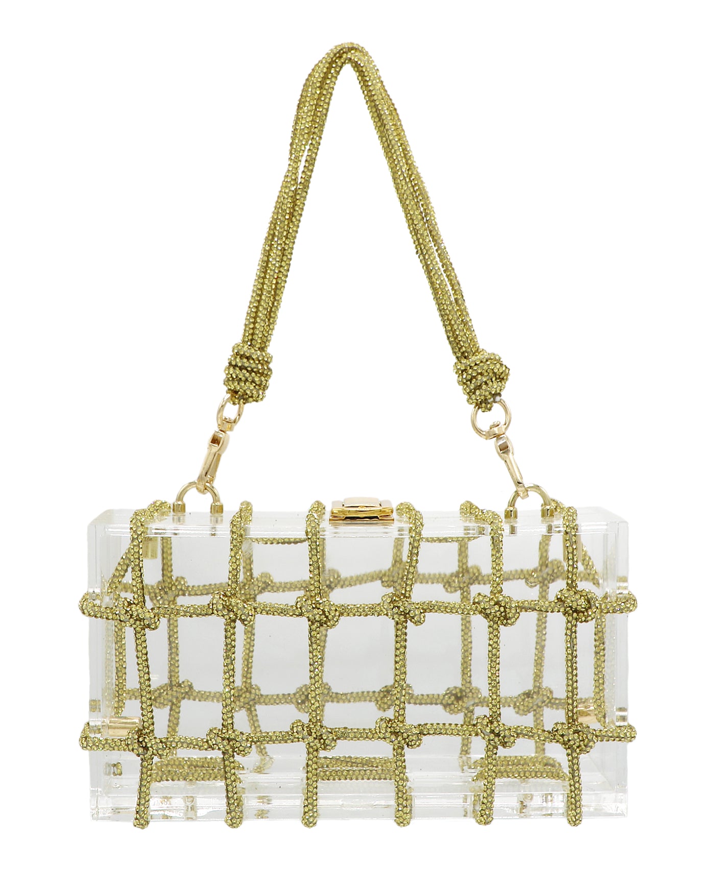 Acrylic Handbag w/ Rhinestone Detail & Strap image 1