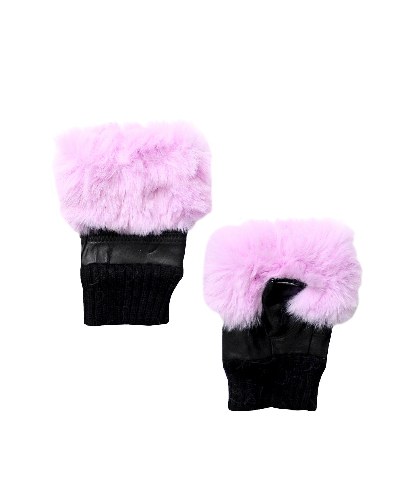 Leather Fingerless Gloves w/ Faux Fur image 1