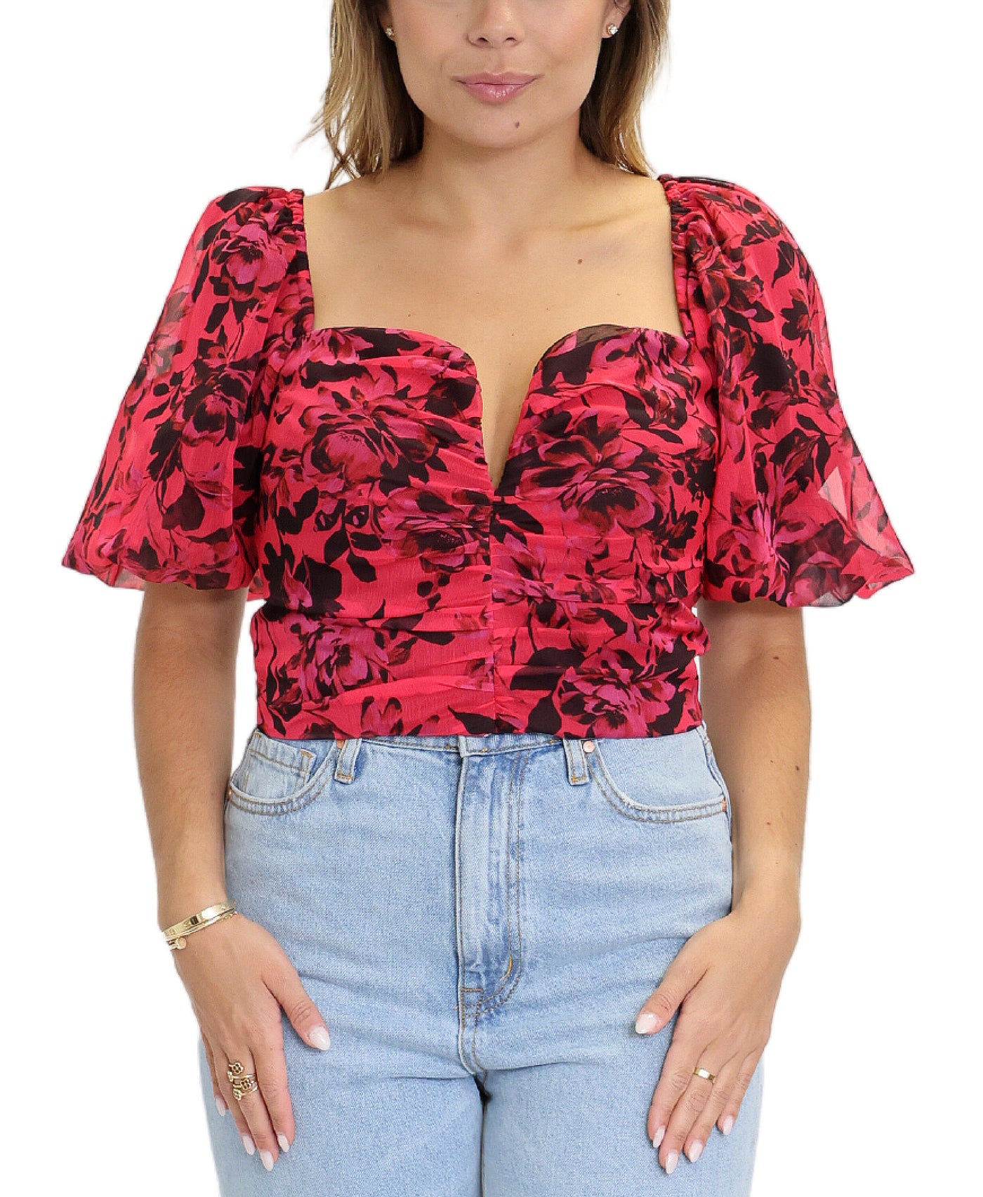 Floral Print Ruched Top image 1