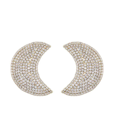 Large CZ Cresent Moon Earrings image 2