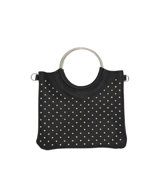 Leather Studded Bag w/ Ring Handle view 1