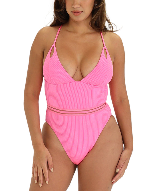 Ribbed One Piece Swimsuit view 1