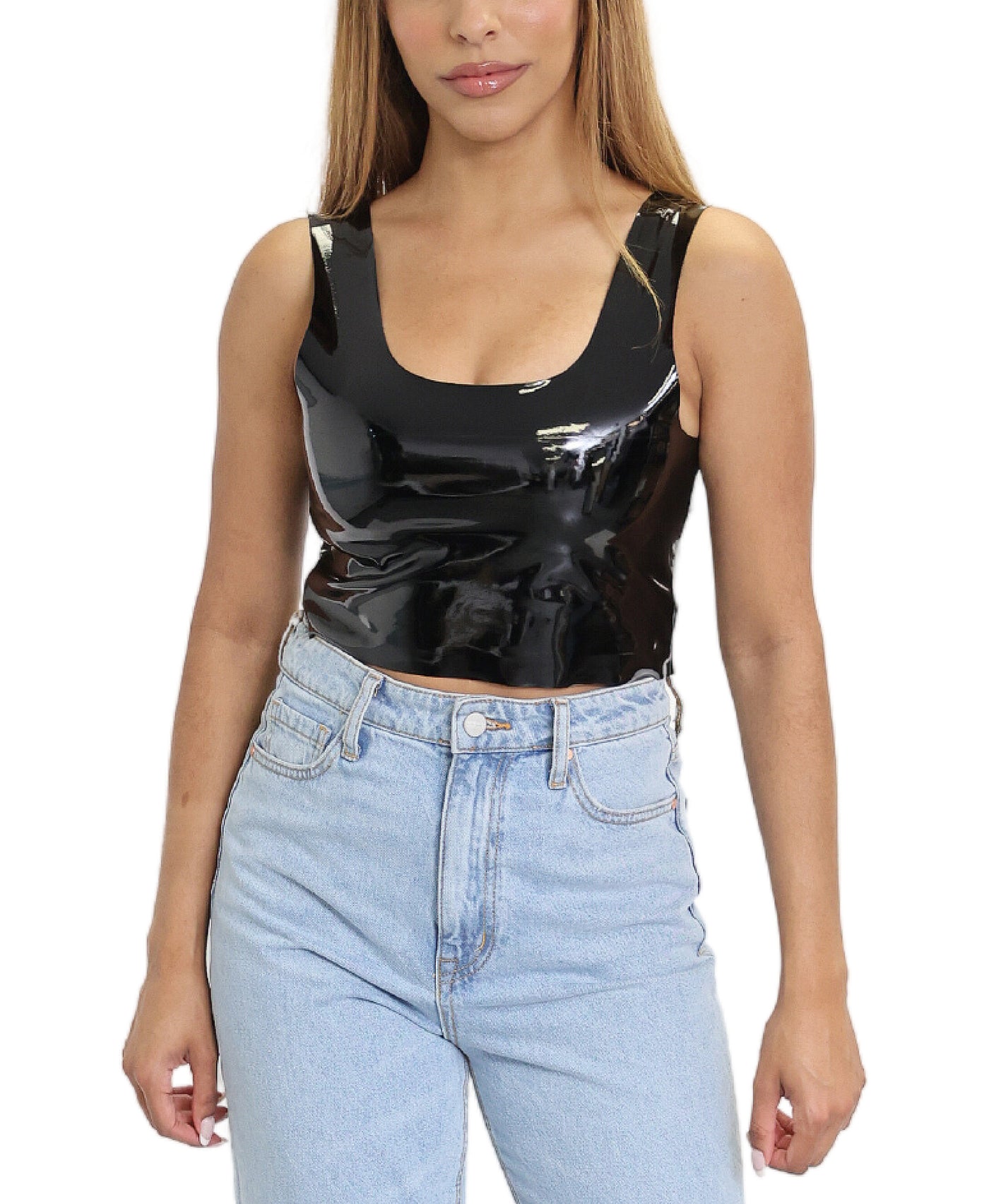 Shiny Faux Leather Crop Top image 1