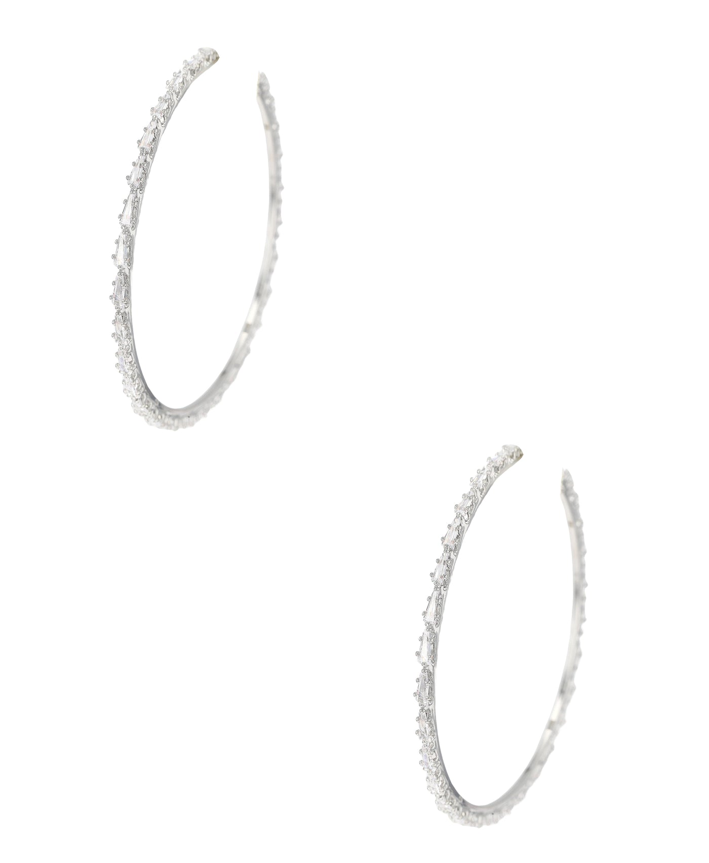 Large Hoop Earrings w/ CZ Accent image 1