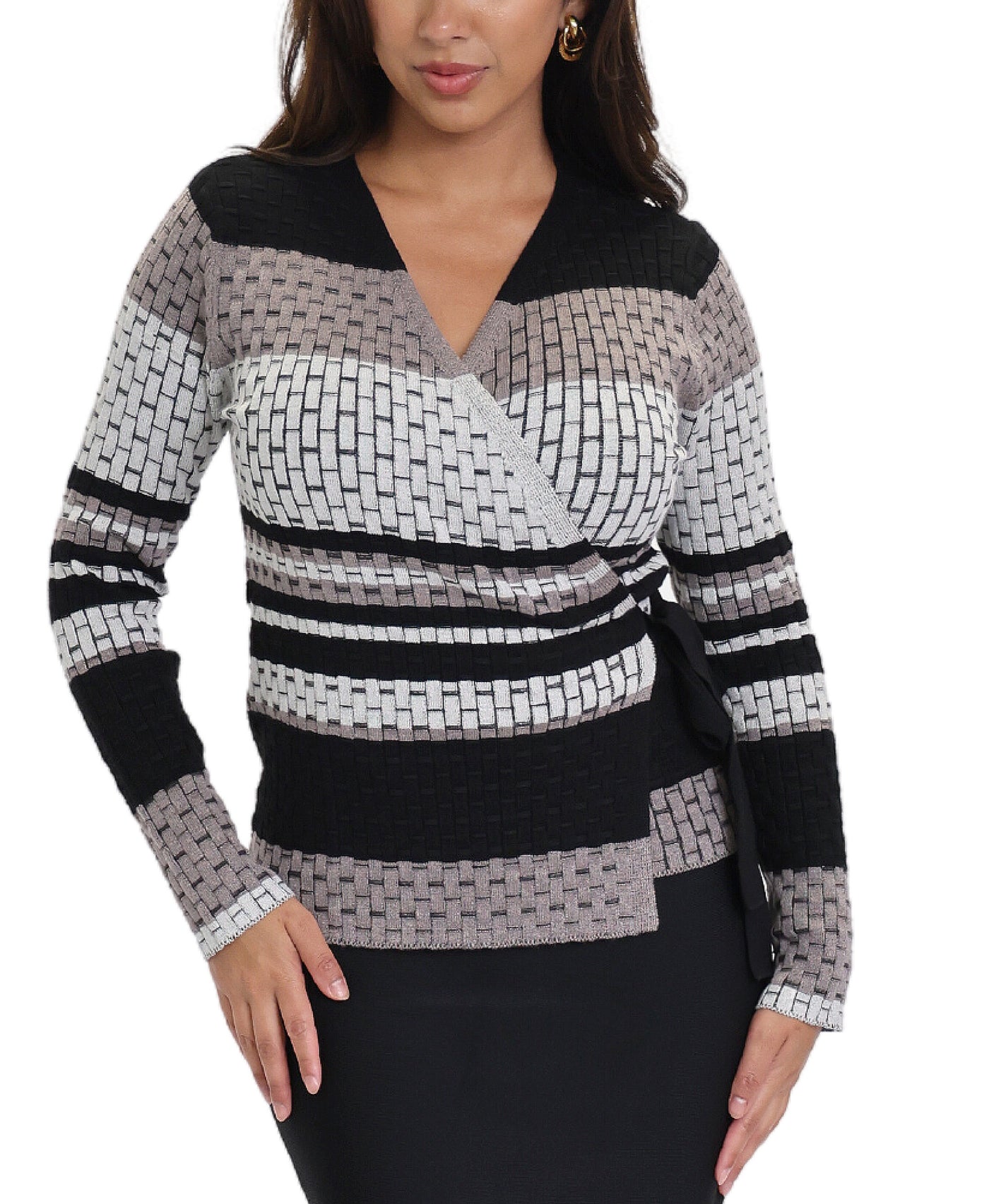 Striped Wrap Sweater image 1