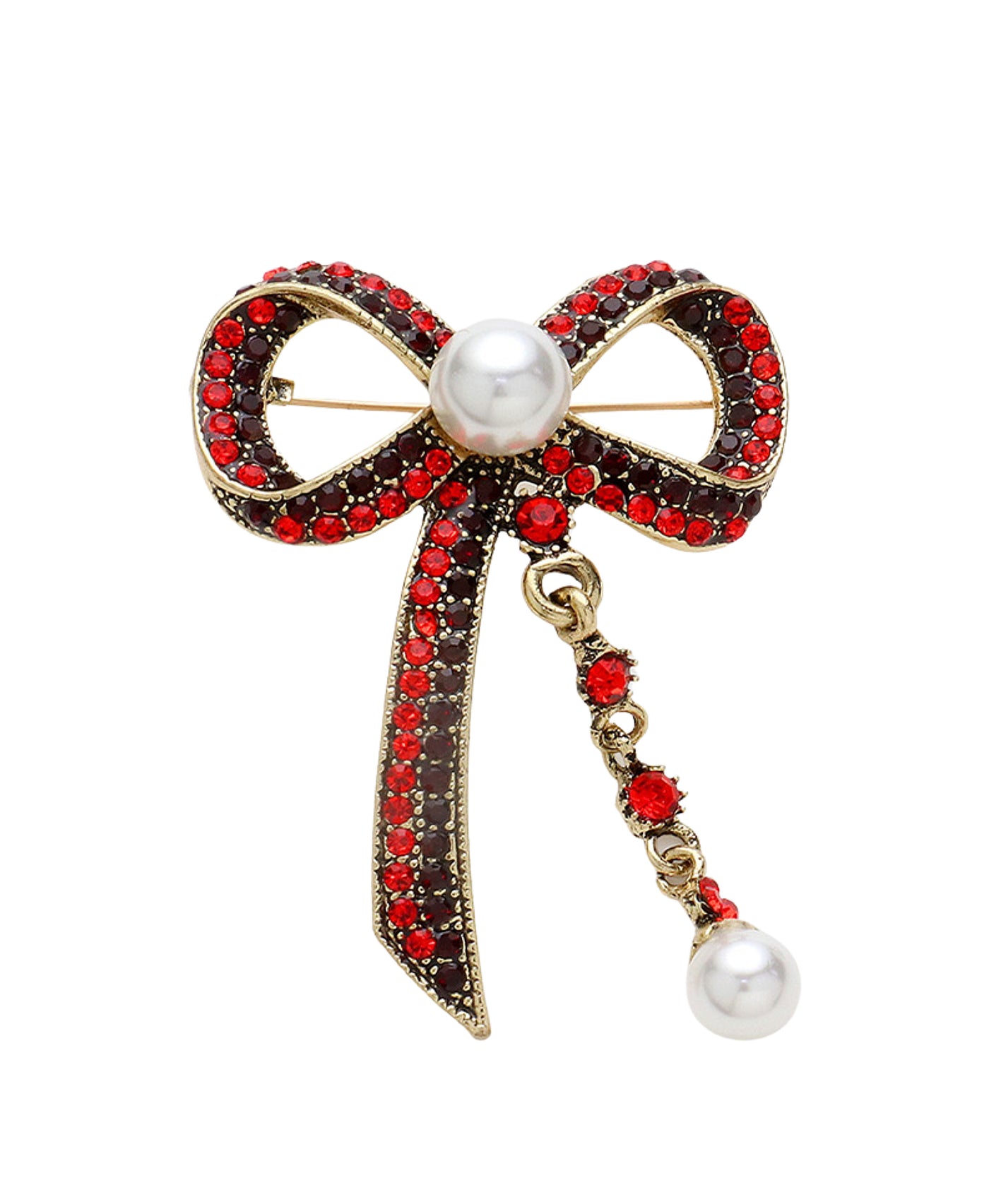 Bow w/ Faux Pearl Brooch image 1