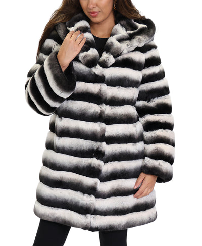 Reversible Fur Coat w/ Hood image 1