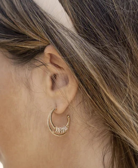 Double Strand Crystal Hoop Earrings view 1