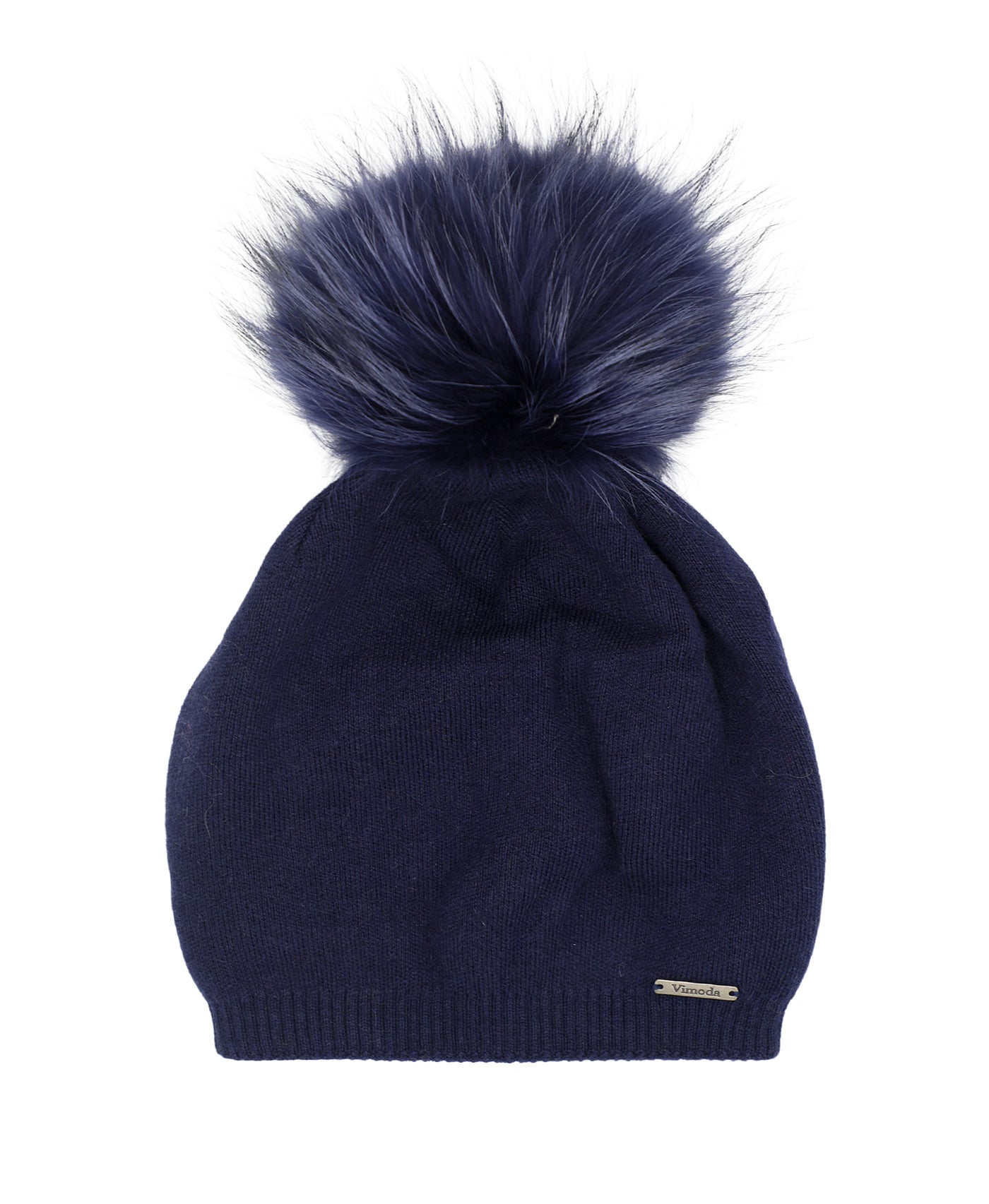 Knit Hat w/ Removable Fur Pom image 1