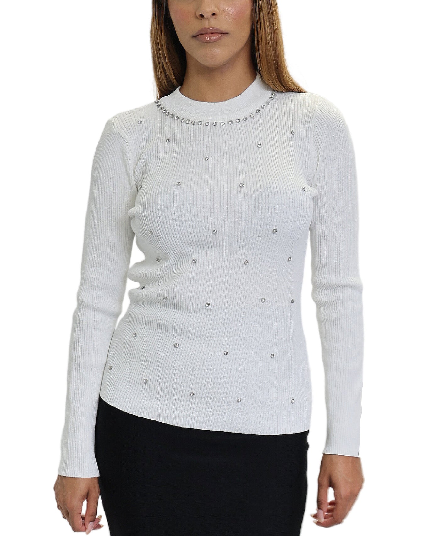 Ribbed Sweater w/ Rhinestones image 1