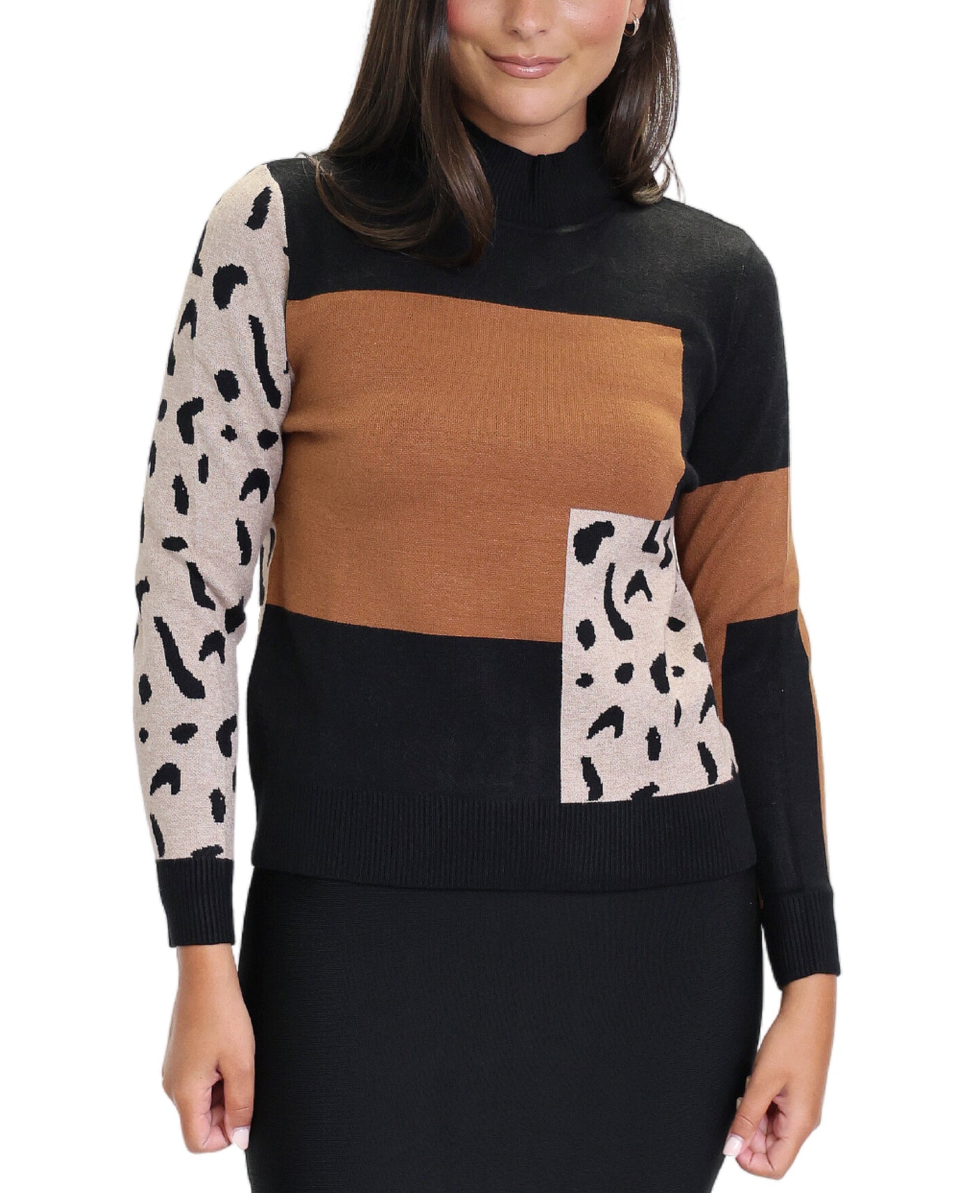 Colorblock Sweater w/ Animal Print image 1