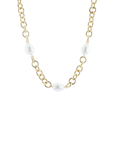 Chain Necklace w/ Pearl Accents image 1