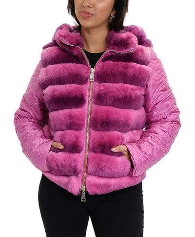 Reversible Fur Puffer Jacket w/ Hood image 1