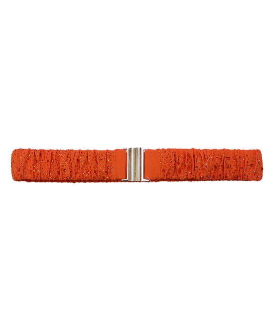 
Encrusted Stretch Belt w/ Gold Buckle in ORANGE view 1
