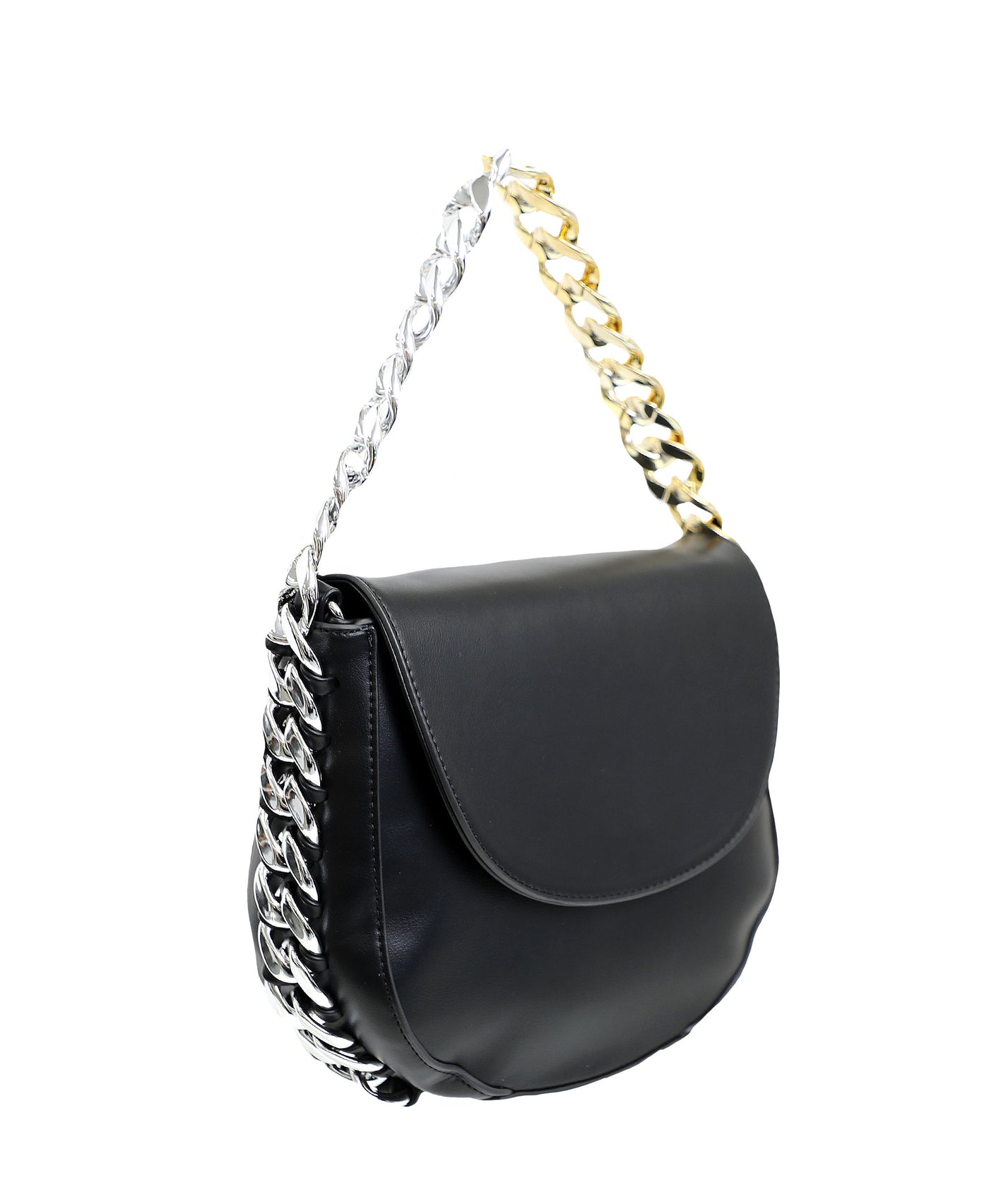 Half-Moon Handbag w/ Two-Tone Chain Strap image 2
