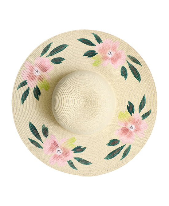 Straw Hat w/ Painted Flower view 1