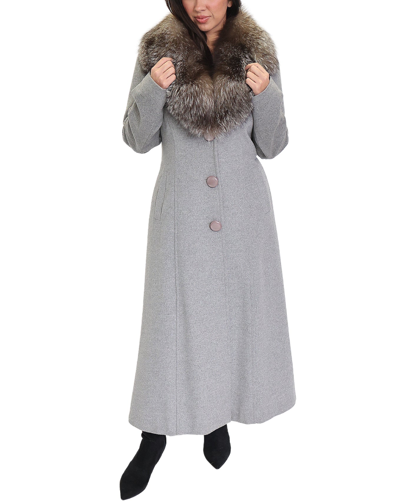 Cashmere Coat w/ Fox Fur Collar image 1