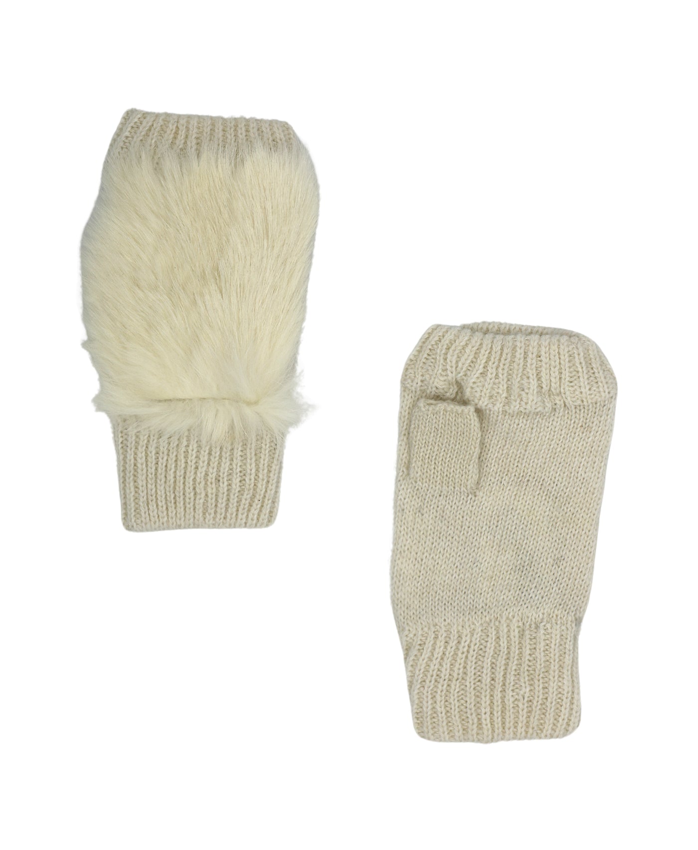 Fingerless Knit Gloves w/ Fur image 1