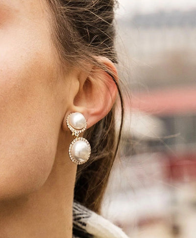 Rhinestone & Faux Pearl Clip-On Drop Earrings image 3