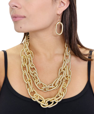 Double Chain Necklace & Earring Set image 1
