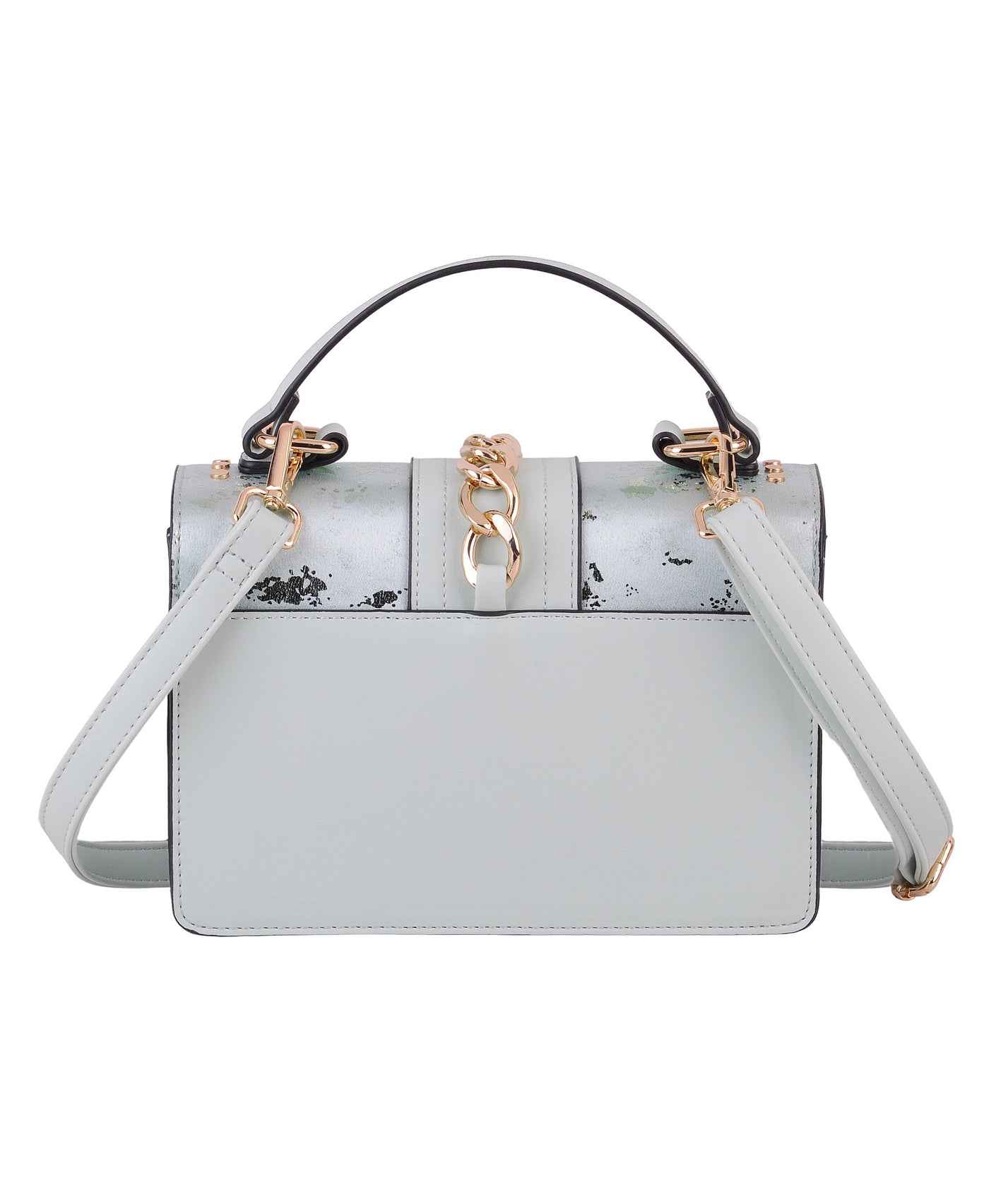 Metallic Handbag w/ Studs & Chain Accents image 3