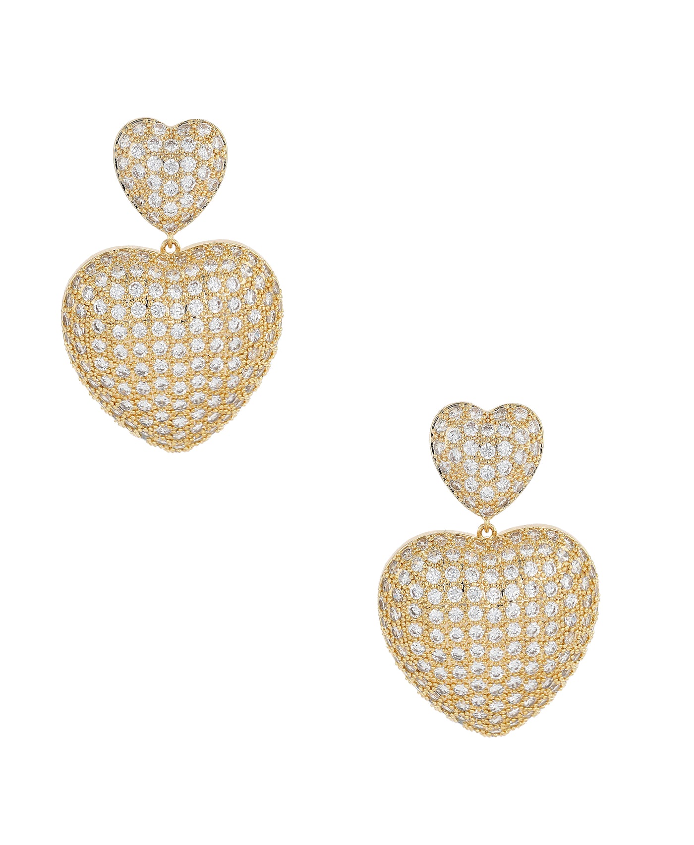 CZ Pave Heart Drop Earrings image 1
