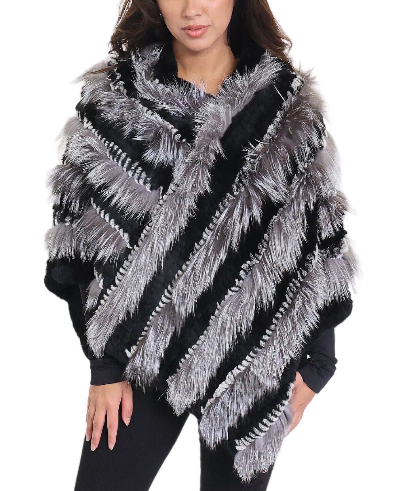 Fox Fur Stripe Poncho image 1