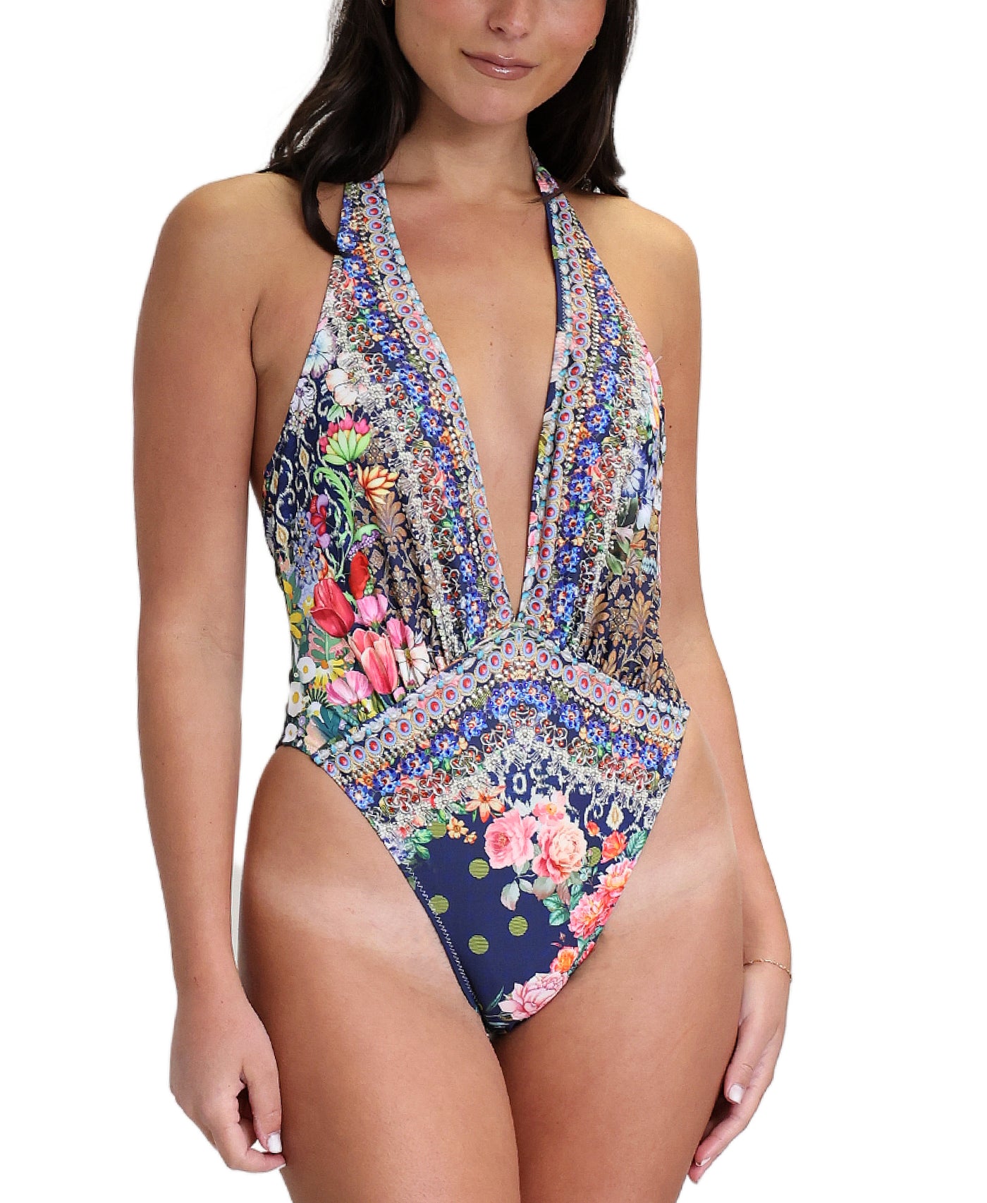 Floral Print One Piece Swimsuit image 1