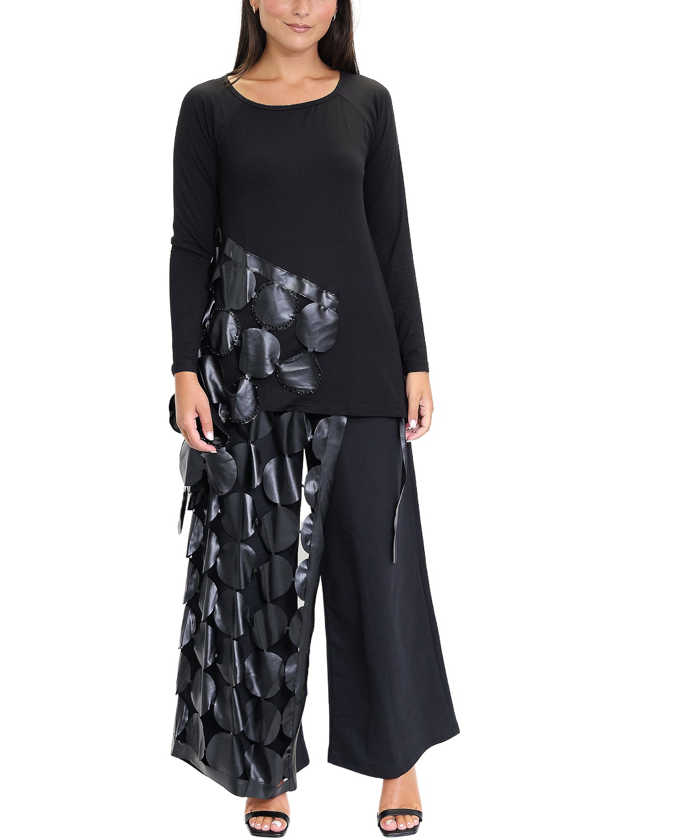 Wide Leg Pants w/ Circle Detail image 2