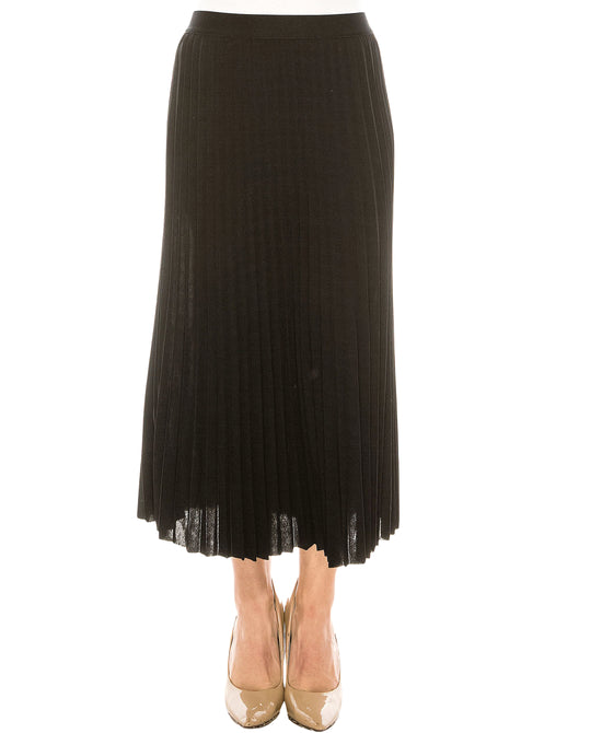Solid Pleated Midi Skirt view 1