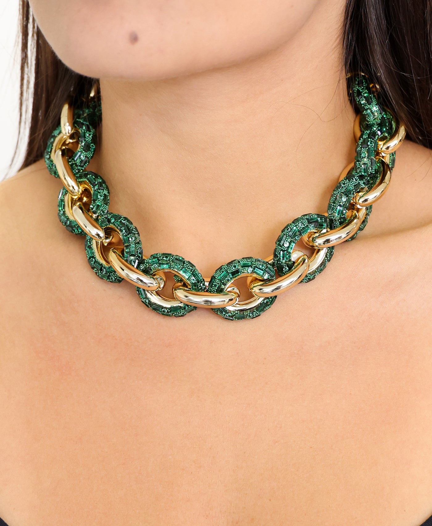 Chunky Chain w/ Crystals Collar Necklace image 1