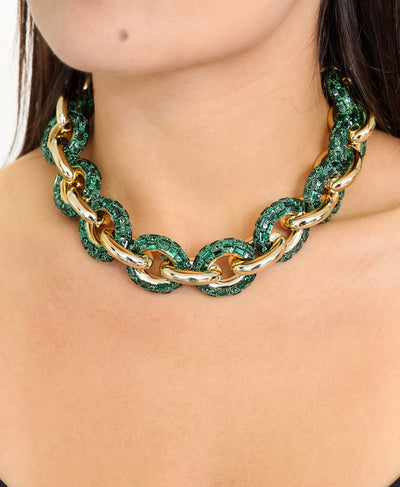 Chunky Chain w/ Crystals Collar Necklace image 1