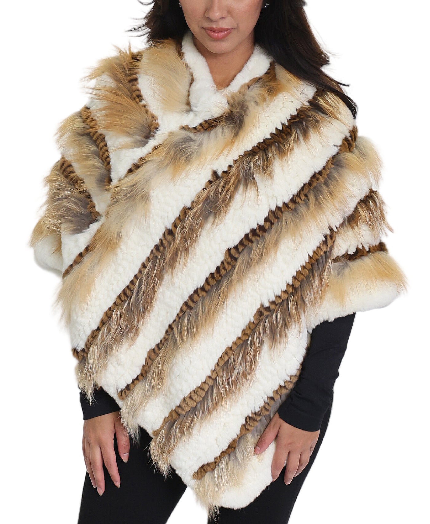 Fox Fur Stripe Poncho image 1