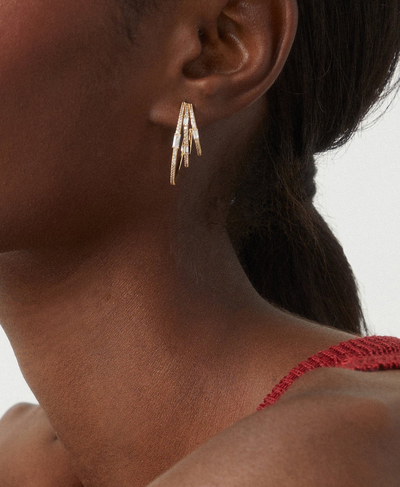 Triple Hoop CZ Earrings image 2