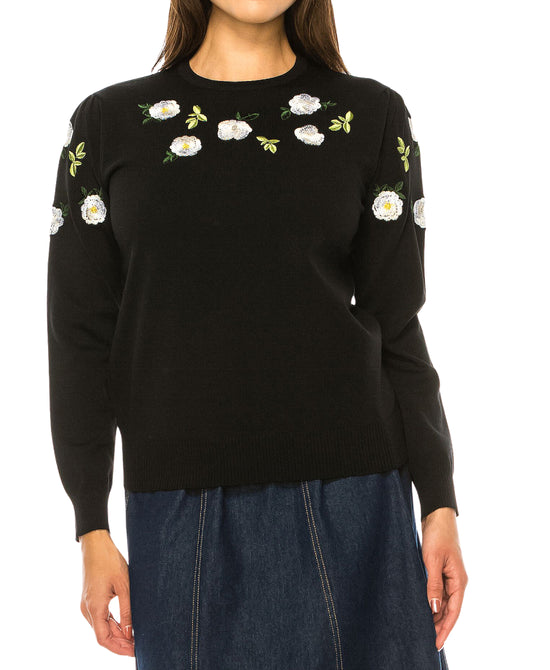 Sweater w/ Embroidered Flowers view 1