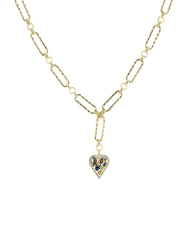 Geometric CZ Heart Pendant 