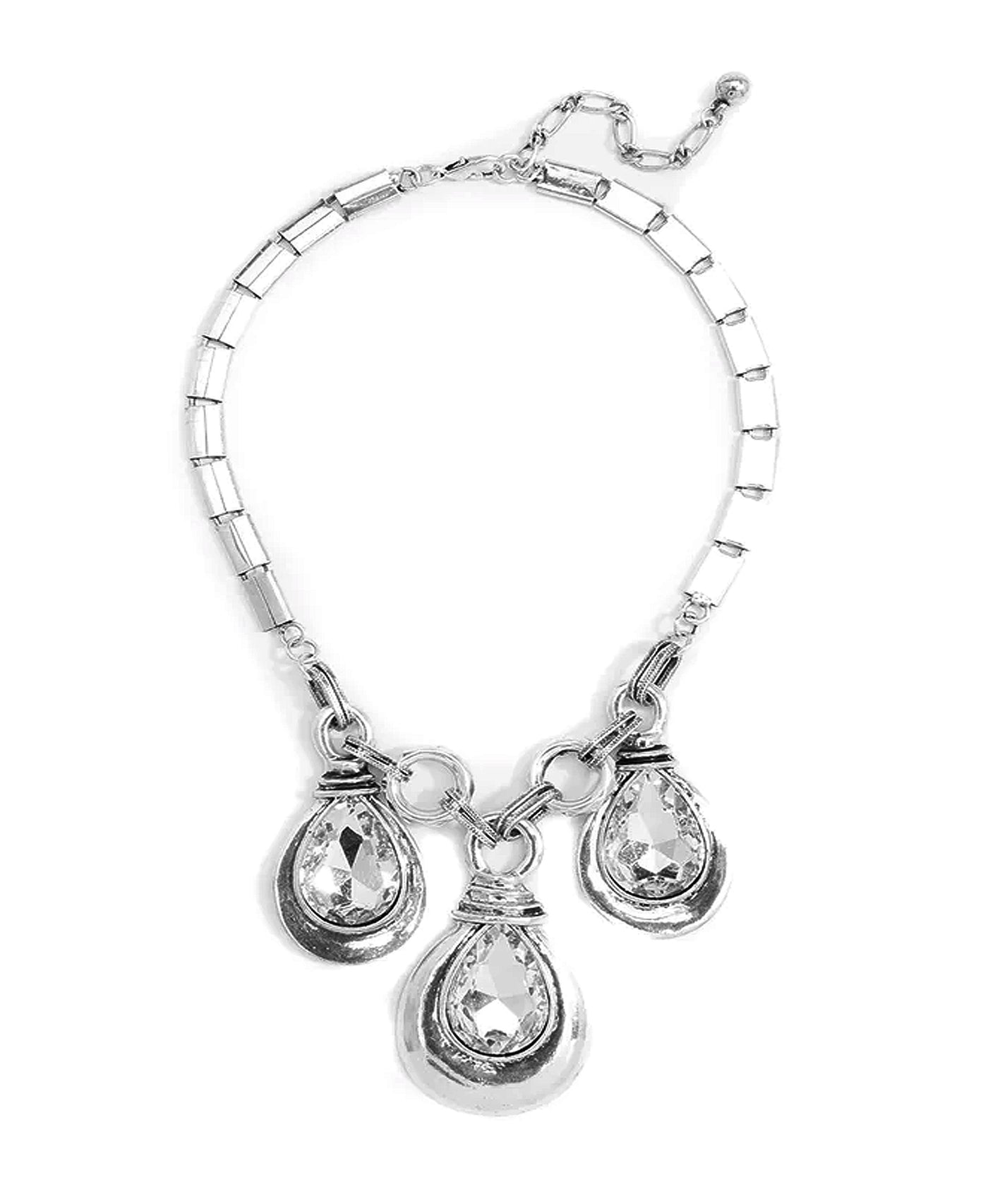 Triple Tear Drop Crystal Necklace image 1