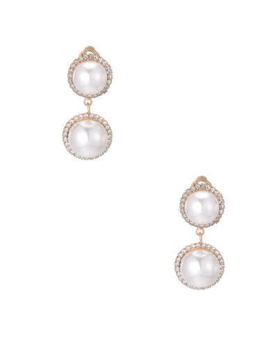 Rhinestone & Faux Pearl Clip-On Drop Earrings image 1