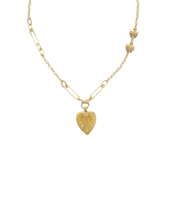 Textured Heart Chain Necklace view 1