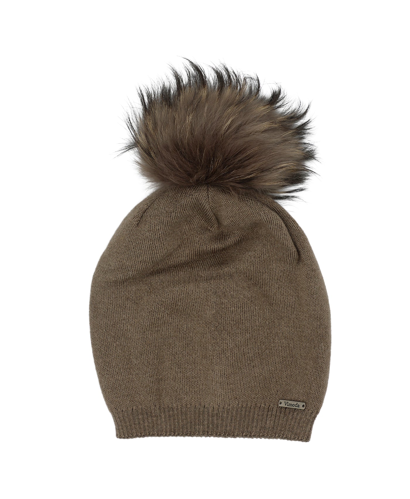 Knit Hat w/ Removable Fur Pom image 1