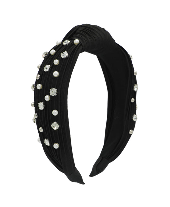 Embellished Pleated Knotted Headband view 1
