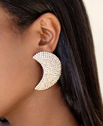 Large CZ Cresent Moon Earrings image 1