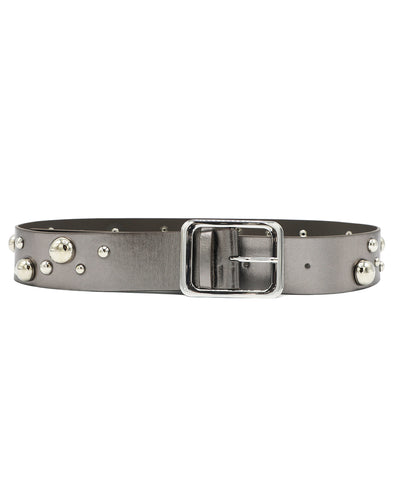 Metallic Faux Leather Studded Belt image 1