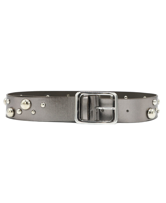 Metallic Faux Leather Studded Belt view 1