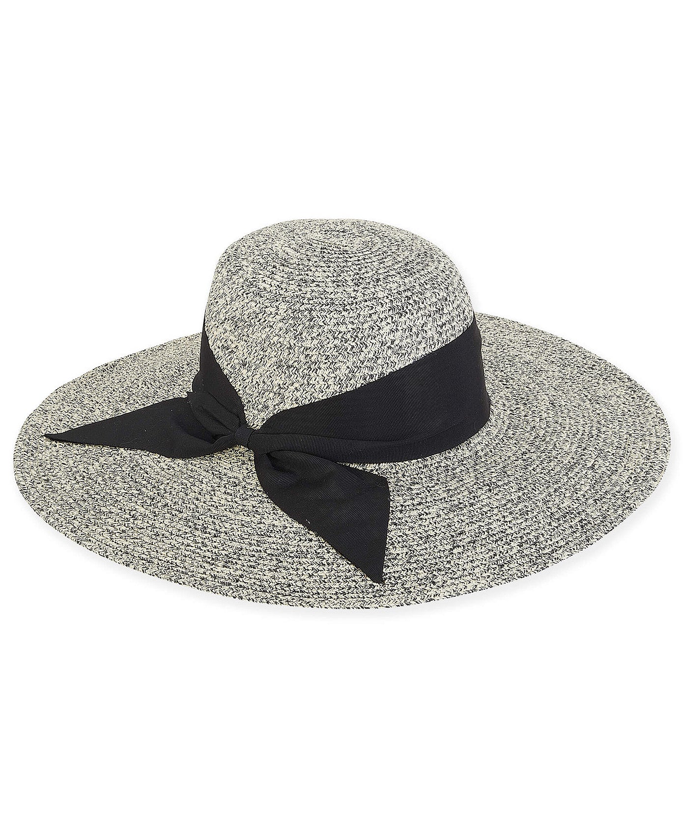 Wide Brim Straw Hat w/ Black Bow image 1