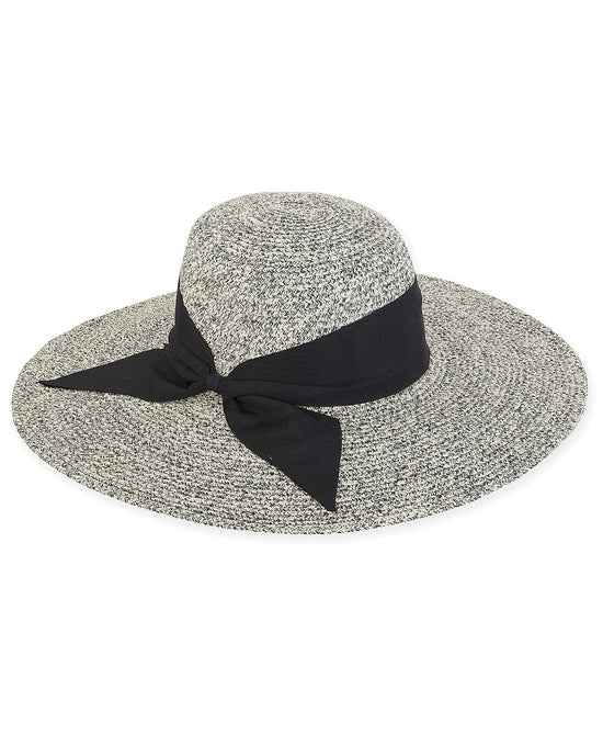 Wide Brim Straw Hat w/ Black Bow view 1