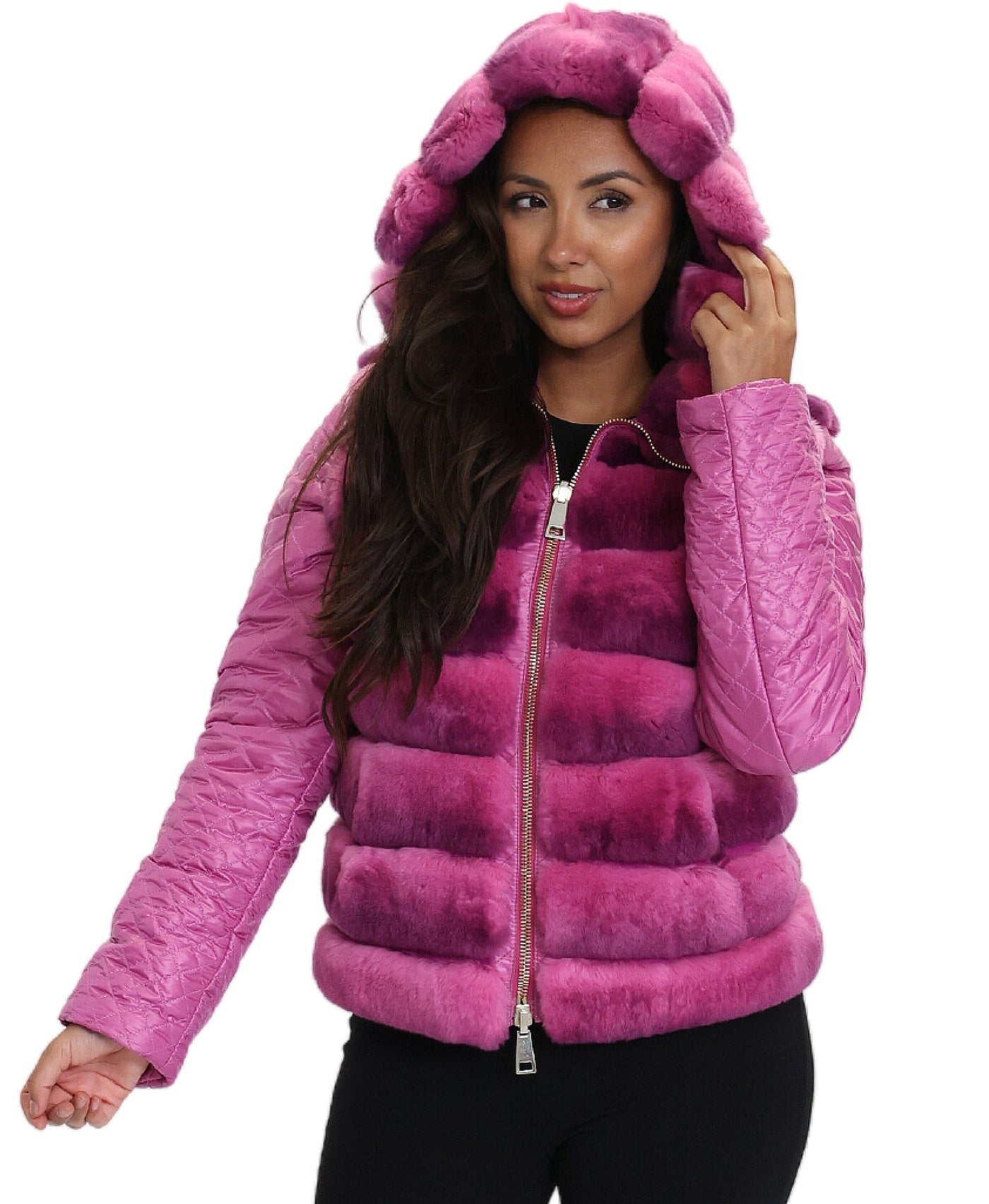 Reversible Fur Puffer Jacket w/ Hood image 4