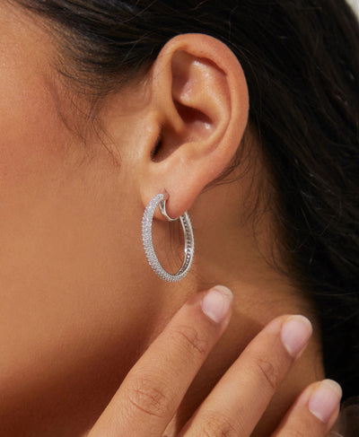 Pave CZ Hoop Earrings image 2