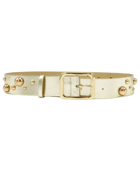 Metallic Faux Leather Studded Belt view 1