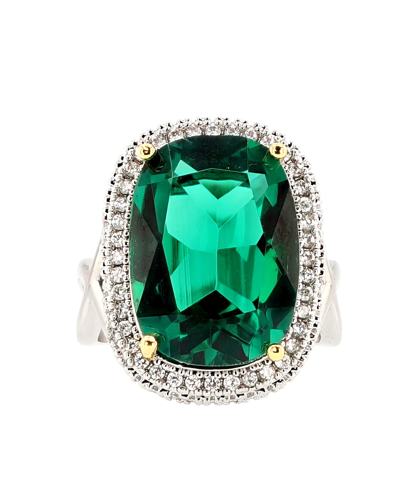 Emerald Green CZ Cocktail Ring image 1
